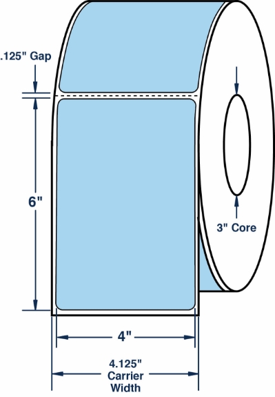 Compulabel 640067 4" x 6" Pastel Blue Thermal Transfer Labels