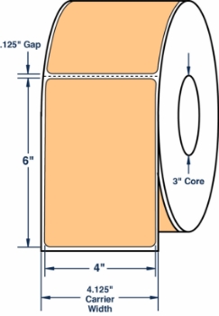 Compulabel 640078 Compulabel 640078 4" x 6" Pastel Orange Thermal Transfer Labels