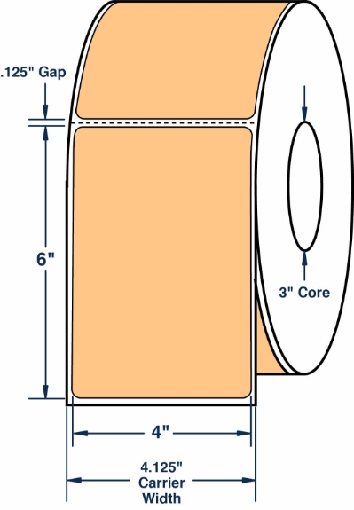 Compulabel 640078 4" x 6" Pastel Orange Thermal Transfer Labels	