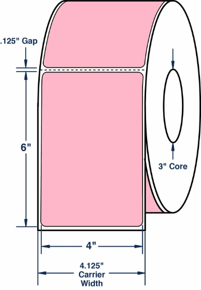 Compulabel 640080 4" x 6" Pastel Pink Thermal Transfer Labels