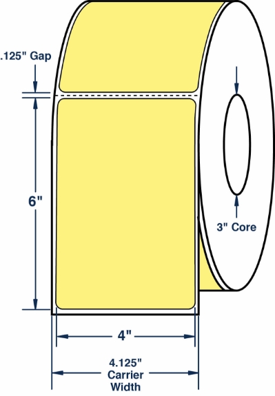 Compulabel 640091 4" x 6" Pastel Yellow Thermal Transfer Labels