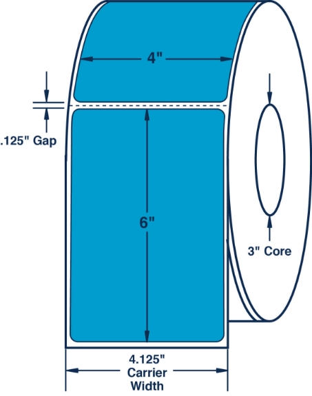 Compulabel 640102 4" x 6" Fluorescent Blue Thermal Transfer Labels