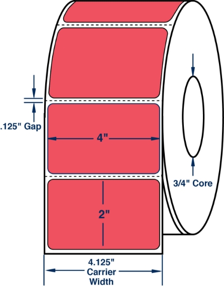 Compulabel 640168 4" x 2" Red Thermal Transfer Labels