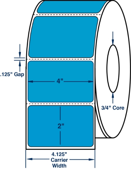 Compulabel 640179 4" x 2" Fluorescent Blue Thermal Transfer Labels