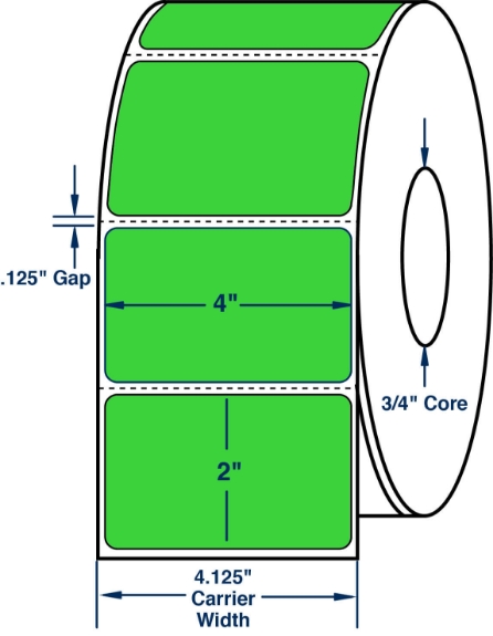 Compulabel 640190 4" x 2" Fluorescent Green Thermal Transfer Labels