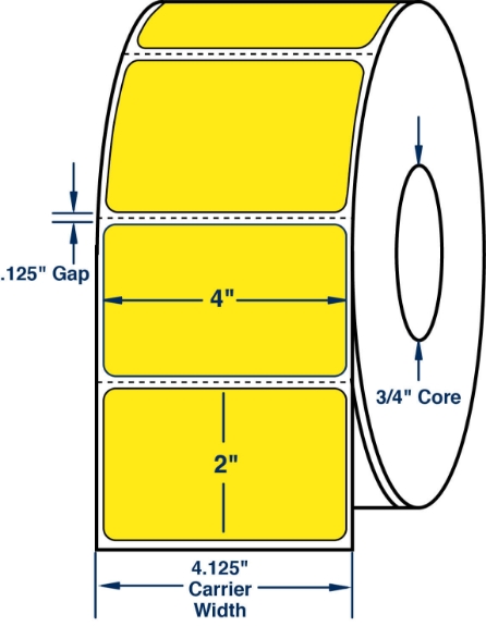 Compulabel 640201 4" x 2" Fluorescent Yellow Thermal Transfer Labels