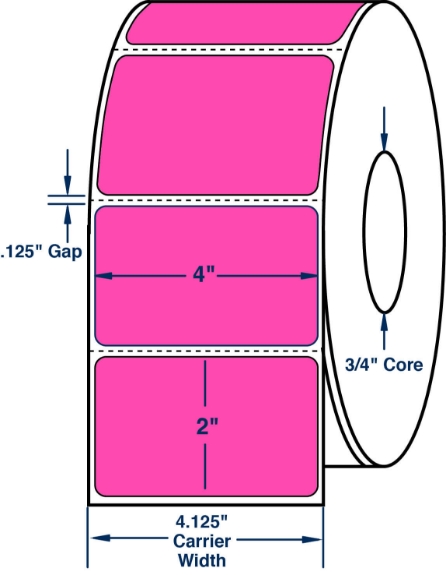 Compulabel 640234 4" x 2" Fluorescent Pink Thermal Transfer Labels