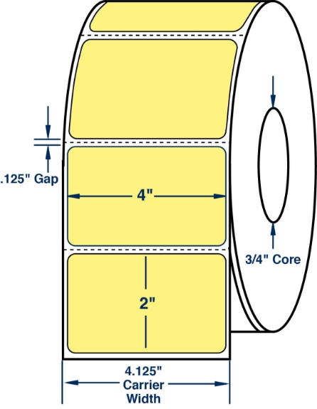 Compulabel 640245 4" x 2" Pastel Yellow Thermal Transfer Labels