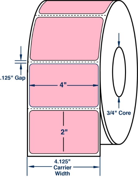 Compulabel 640267 4" x 2" Pastel Pink Thermal Transfer Labels