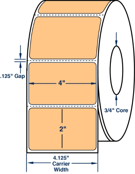 Compulabel 640278 4" x 2" Pastel Orange Thermal Transfer Labels