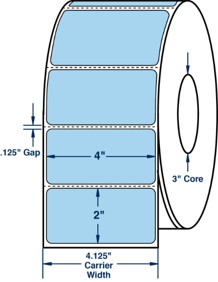 Compulabel 640300 4" x 2" Pastel Blue Thermal Transfer Labels