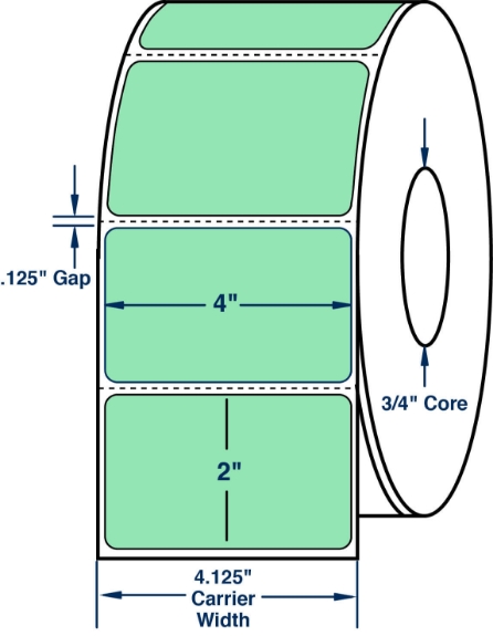 Compulabel 640311 4" x 2" Pastel Green Thermal Transfer Labels