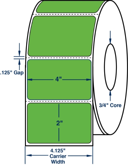 Compulabel 640322 4" x 2" Green Thermal Transfer Labels