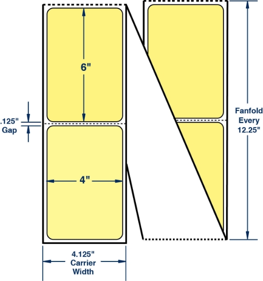 Compulabel 640355 4" x 6" Pastel Yellow Fanfold Thermal Transfer Labels