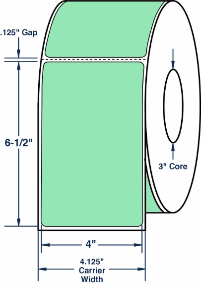 Compulabel 640506 4" x 6-1/2" Pastel Green Thermal Transfer Labels