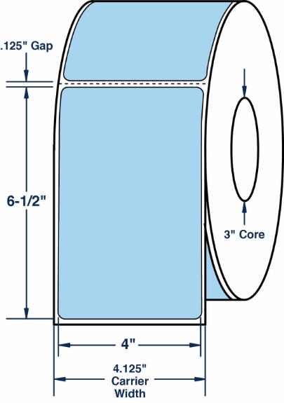 Compulabel 640517 4" x 6-1/2" Pastel Blue Thermal Transfer Labels