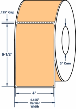 Compulabel 640528 Compulabel 640528 4" x 6-1/2" Pastel Orange Thermal Transfer Labels