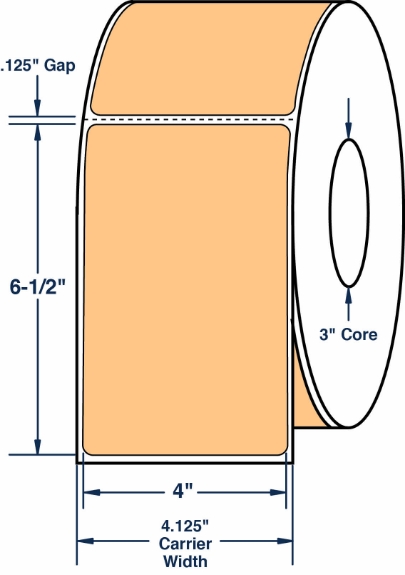 Compulabel 640528 4" x 6-1/2" Pastel Orange Thermal Transfer Labels