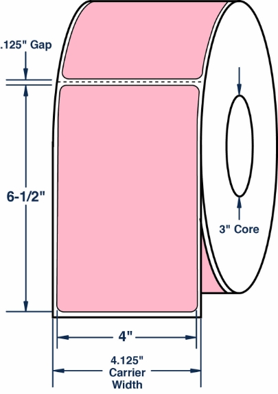 Compulabel 640530 4" x 6-1/2" Pastel Pink Thermal Transfer Labels