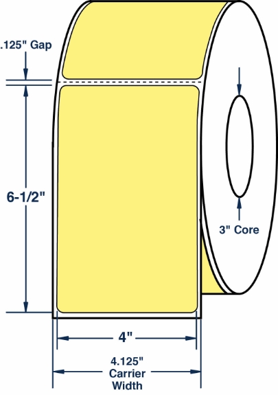 Compulabel 640541 4" x 6-1/2" Pastel Yellow Thermal Transfer Labels