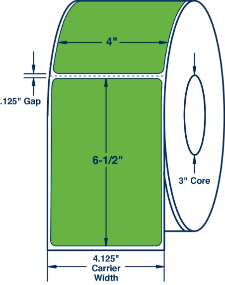 Compulabel 640596 4" x 6-1/2" Green Thermal Transfer Labels