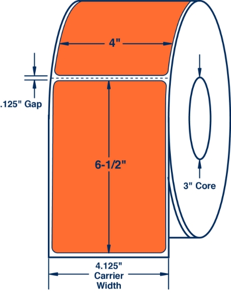 Compulabel 640618 4" x 6-1/2" Orange Thermal Transfer Labels