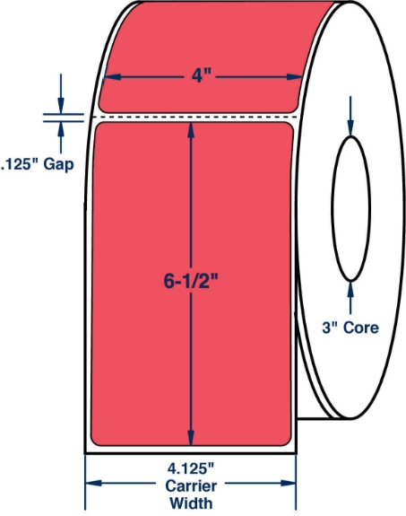 Compulabel 640620 4" x 6-1/2" Red Thermal Transfer Labels