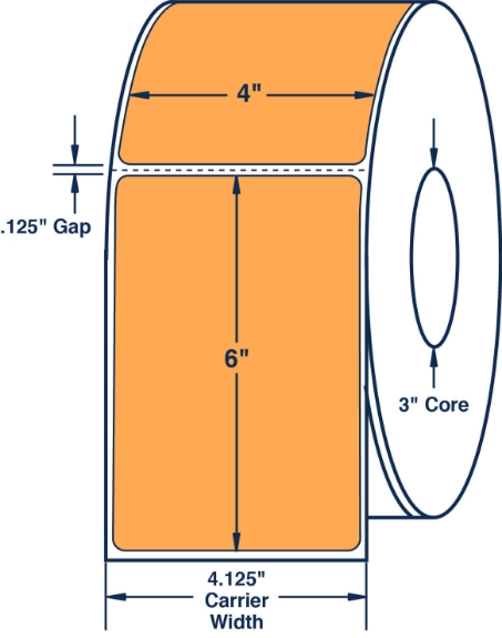 Compulabel 640856 4" x 6" Fluorescent Orange Thermal Transfer Labels