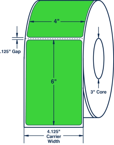 Compulabel 640867 4" x 6" Fluorescent Green Thermal Transfer Labels