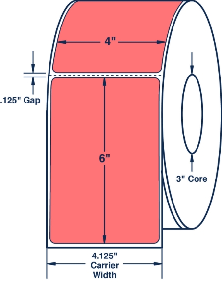 Compulabel 640889 4" x 6" Fluorescent Red Thermal Transfer Labels