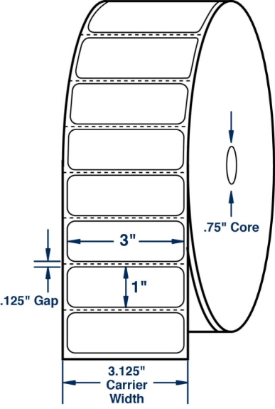 Compulabel 510702 3" x 1" Mobile Direct Thermal Labels