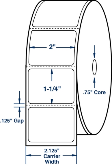 Compulabel 510669 2" x 1-1/4" Mobile Direct Thermal Labels