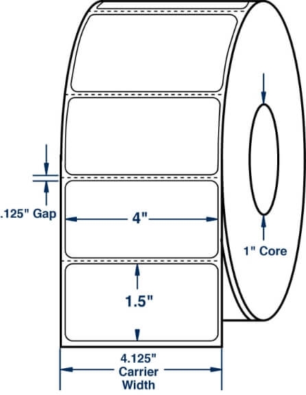 Compulabel 530774 4" x 1-1/2" Desktop Direct Thermal Labels